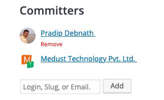 Commiters of a WP plugin